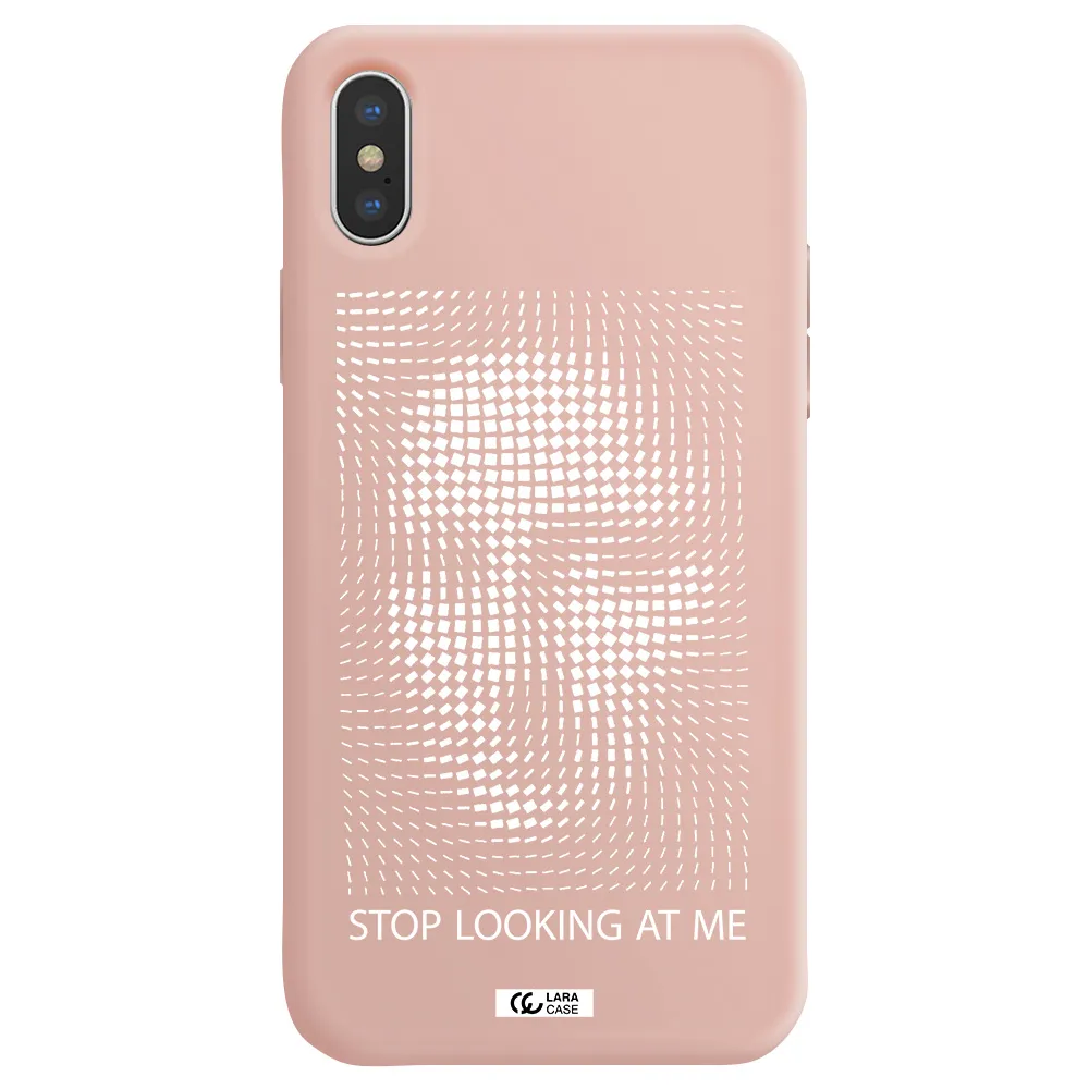 Stop Looking At Me Apple iPhone XS Silicone pastel pink Case