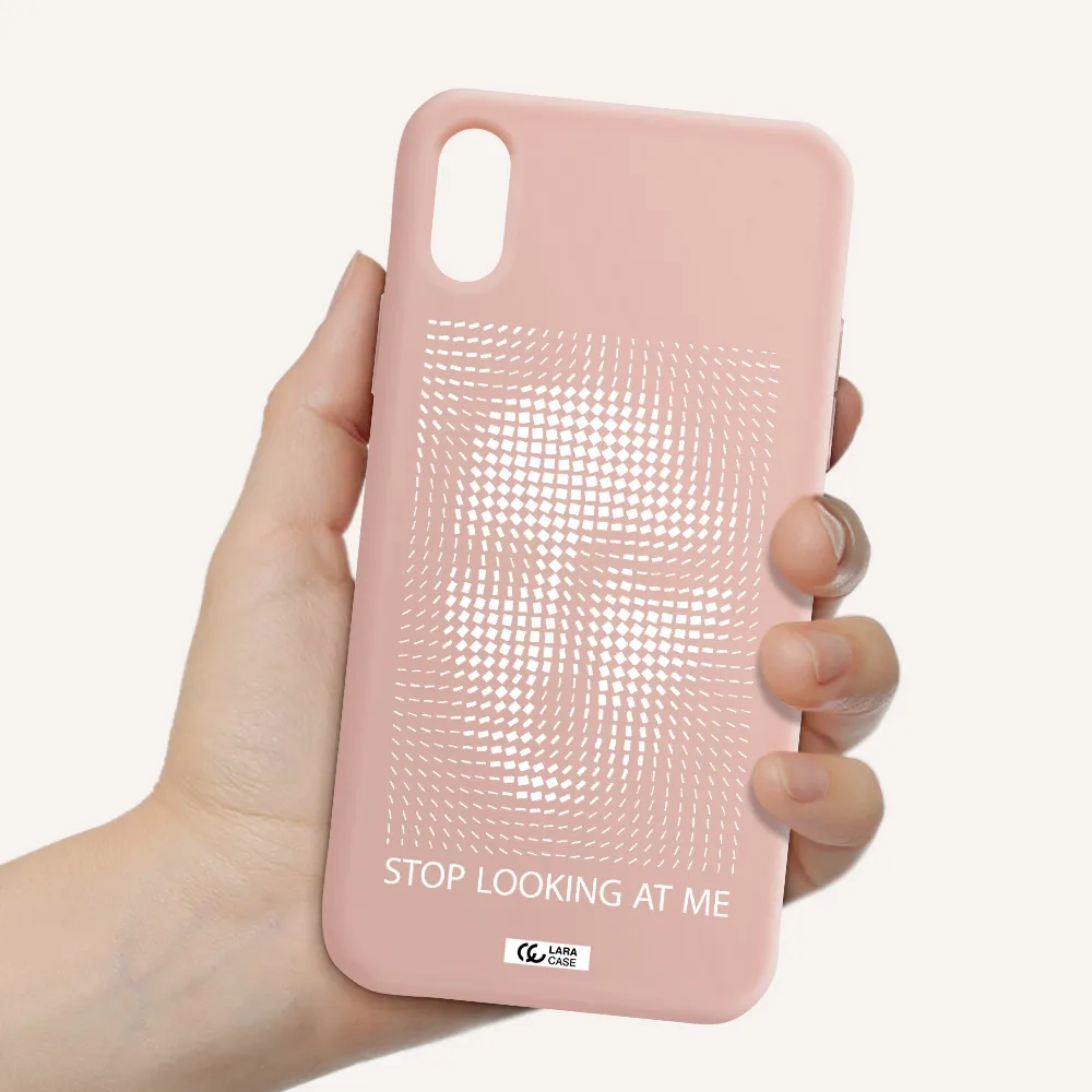 Stop Looking At Me Apple iPhone XS Silicone pastel pink Case