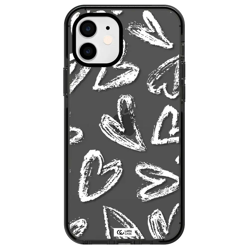 Chalk Hearts Apple iPhone 11 impact Smoke Black Case