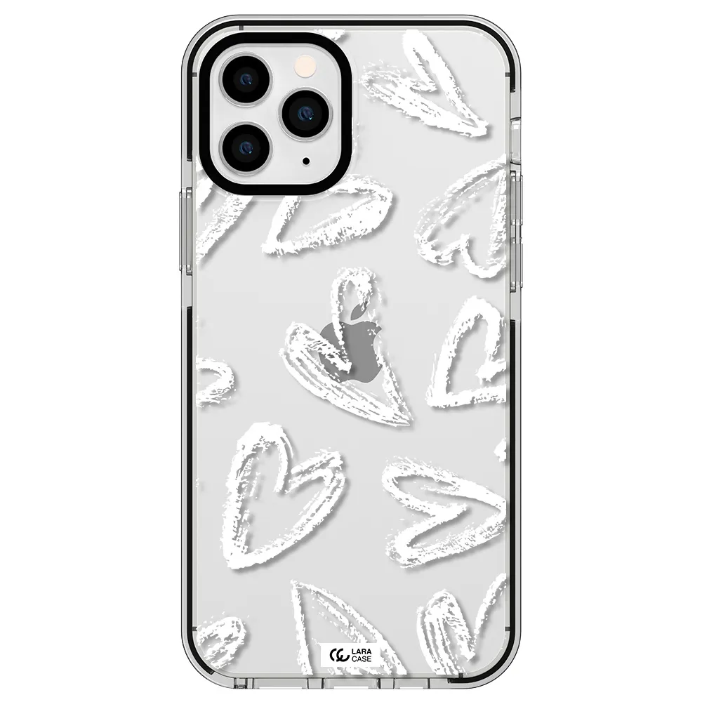 Chalk Hearts Apple iPhone 11 pro max impact black border Case