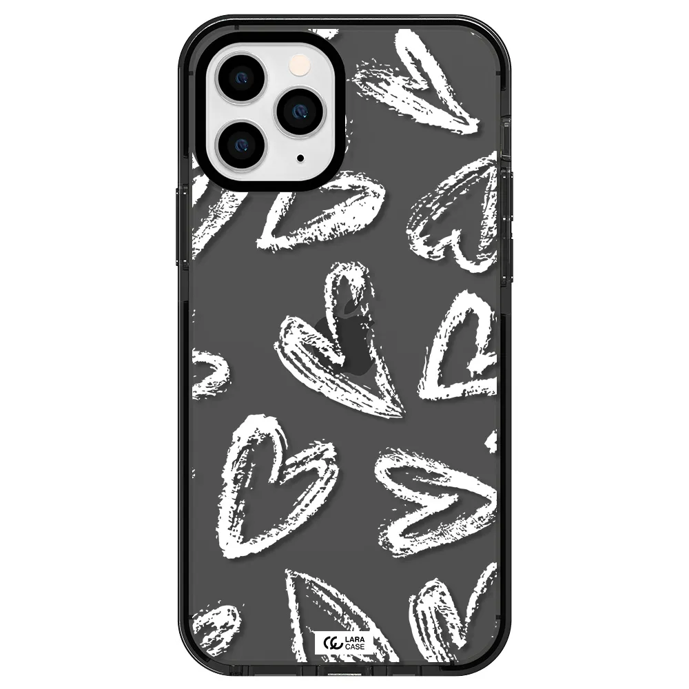 Chalk Hearts Apple iPhone 11 pro max impact Smoke Black Case