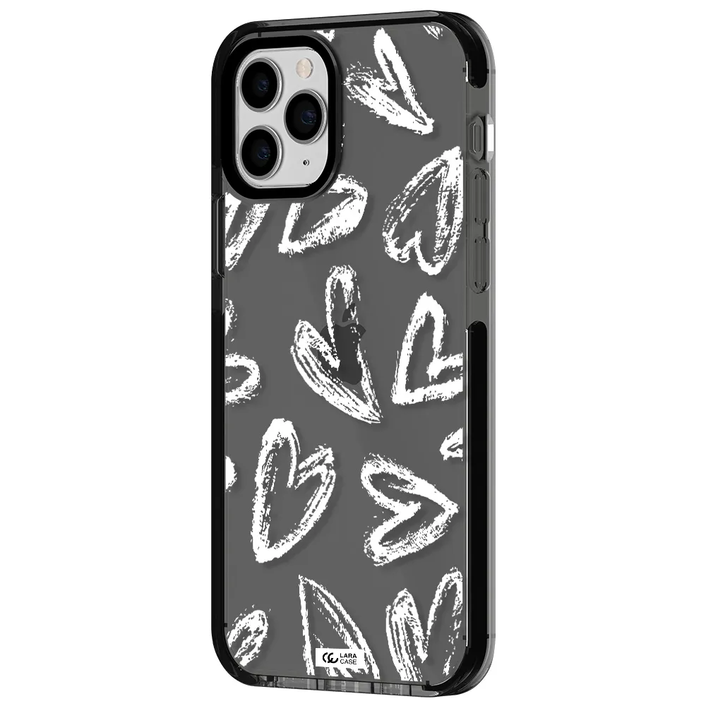 Chalk Hearts Apple iPhone 11 pro max impact Smoke Black Case