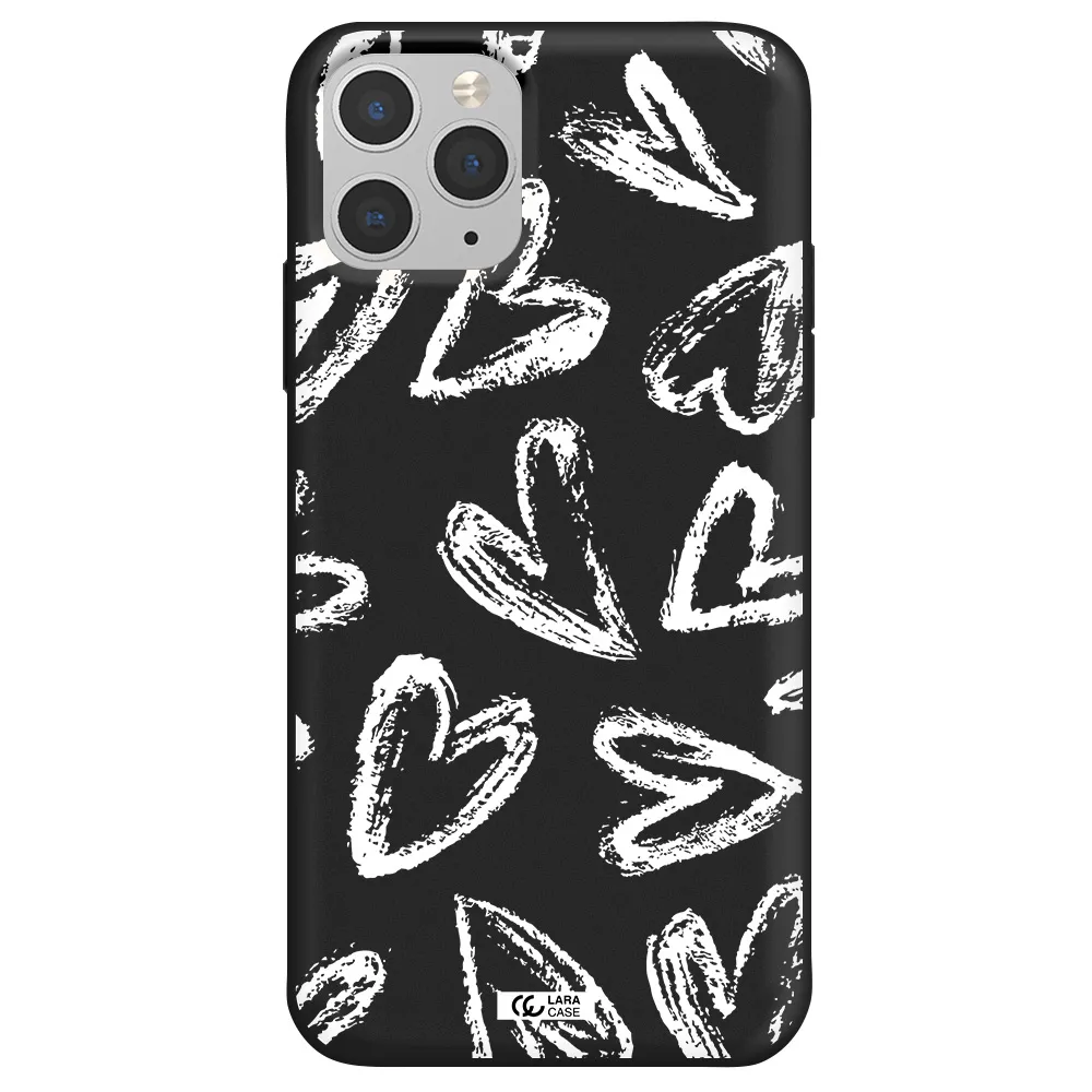 Chalk Hearts Apple iPhone 11 pro max Silicone black Case