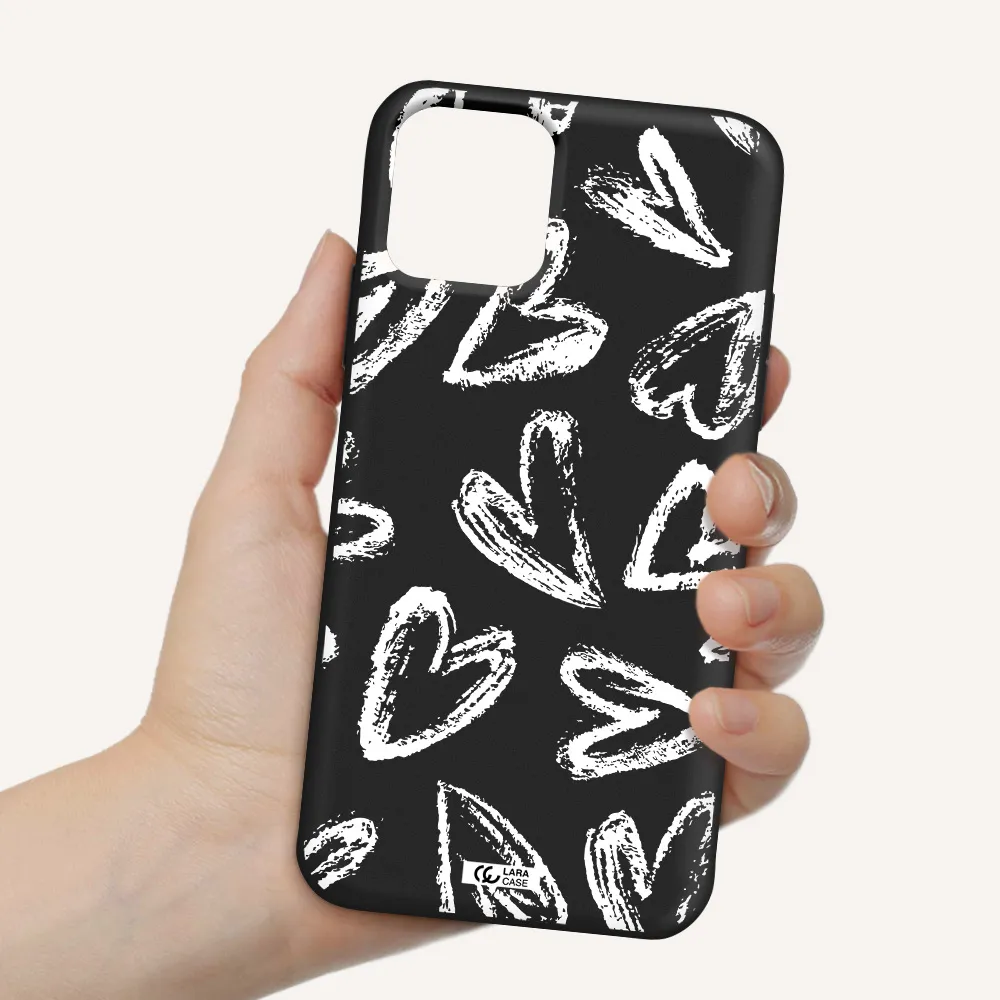Chalk Hearts Apple iPhone 11 pro max Silicone black Case