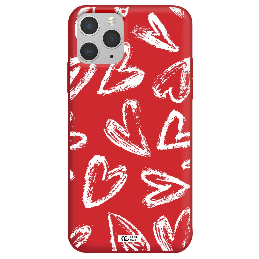 Chalk Hearts Apple iPhone 11 pro max Silicone Imperial Red Case