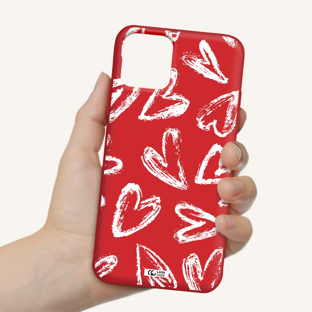 Chalk Hearts Apple iPhone 11 pro max Silicone Imperial Red Case