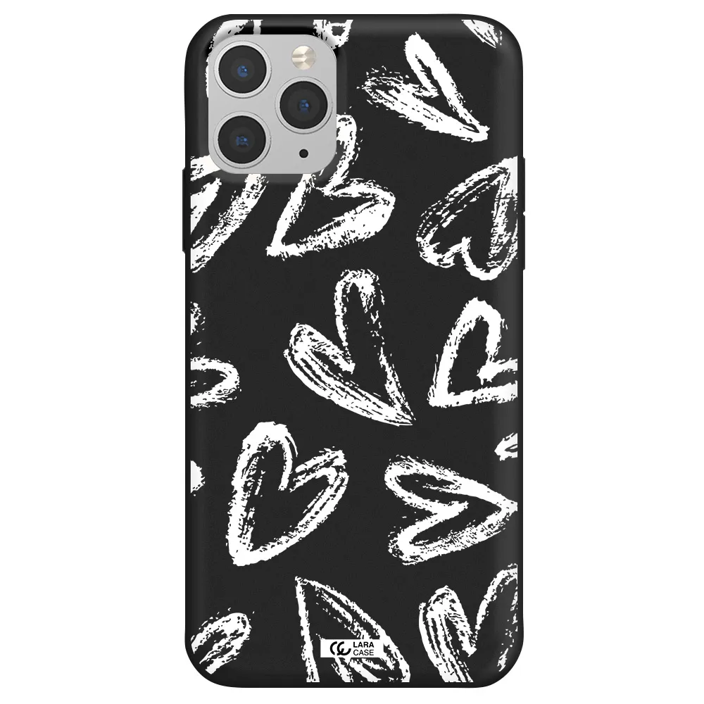 Chalk Hearts Apple iPhone 11 pro Silicone black Case