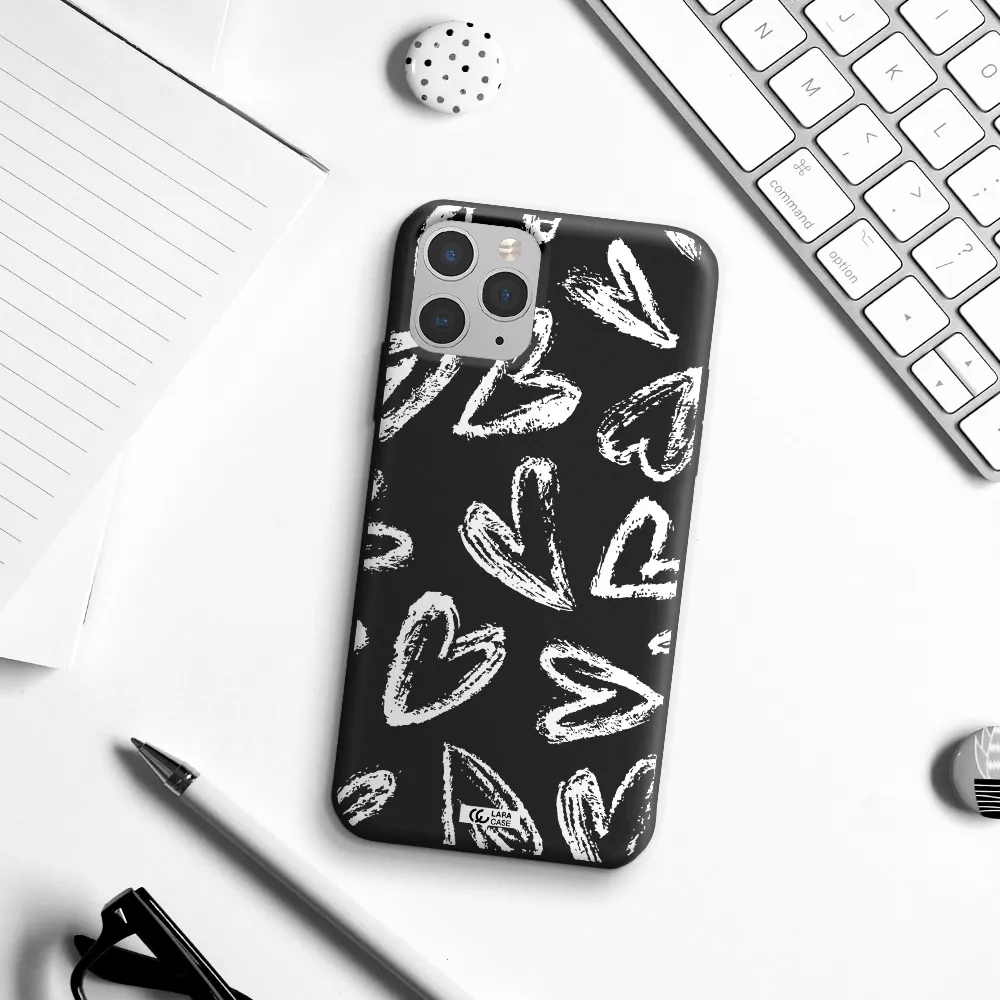 Chalk Hearts Apple iPhone 11 pro Silicone black Case