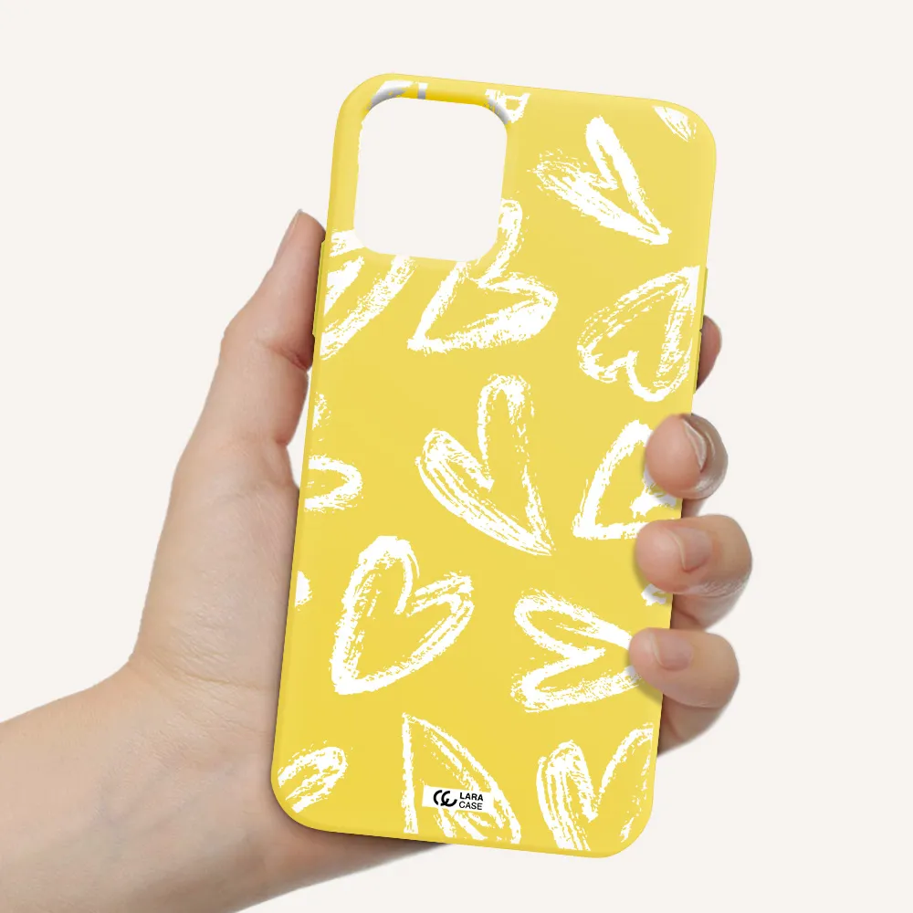 Chalk Hearts Apple iPhone 11 pro Silicone canary yellow Case