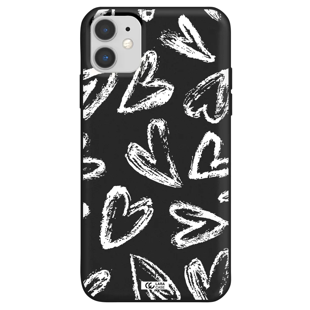 Chalk Hearts Apple iPhone 11 Silicone black Case