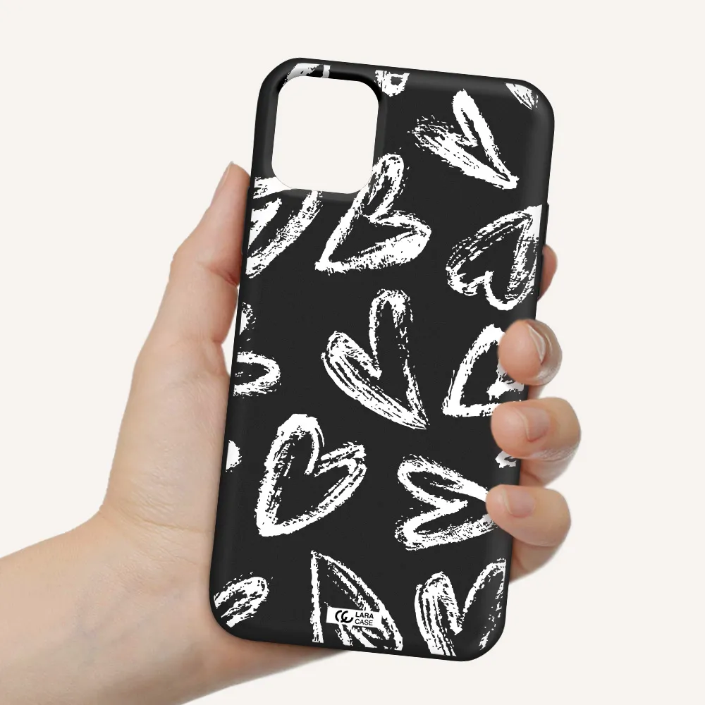 Chalk Hearts Apple iPhone 11 Silicone black Case