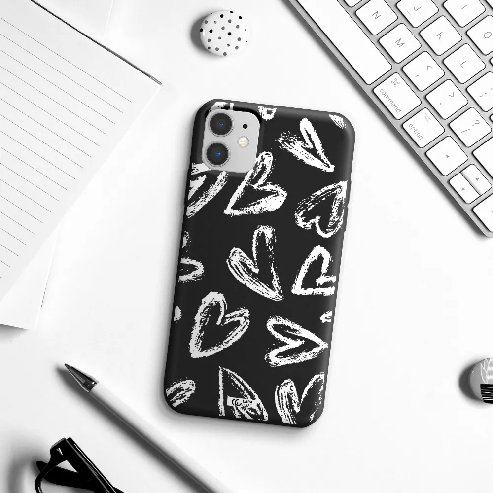 Chalk Hearts Apple iPhone 11 Silicone black Case