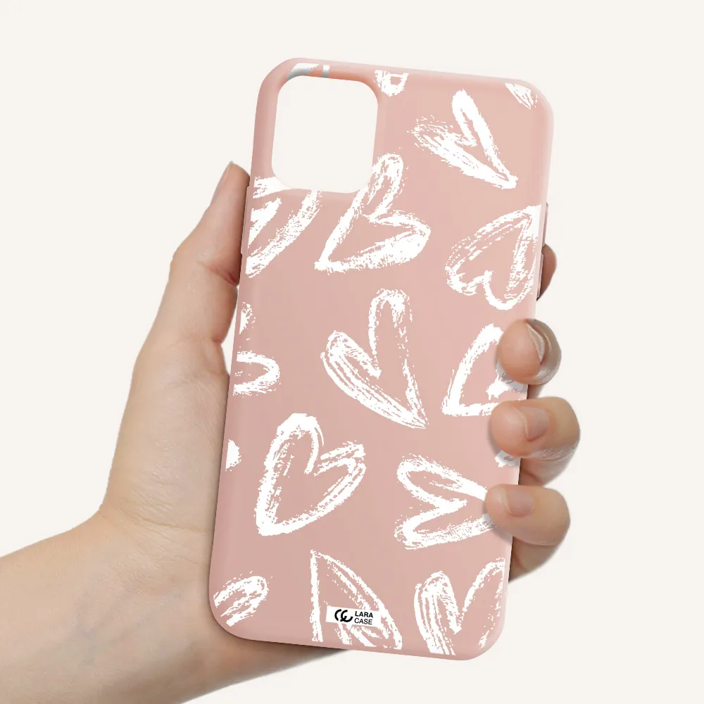 Chalk Hearts Apple iPhone 11 Silicone pastel pink Case