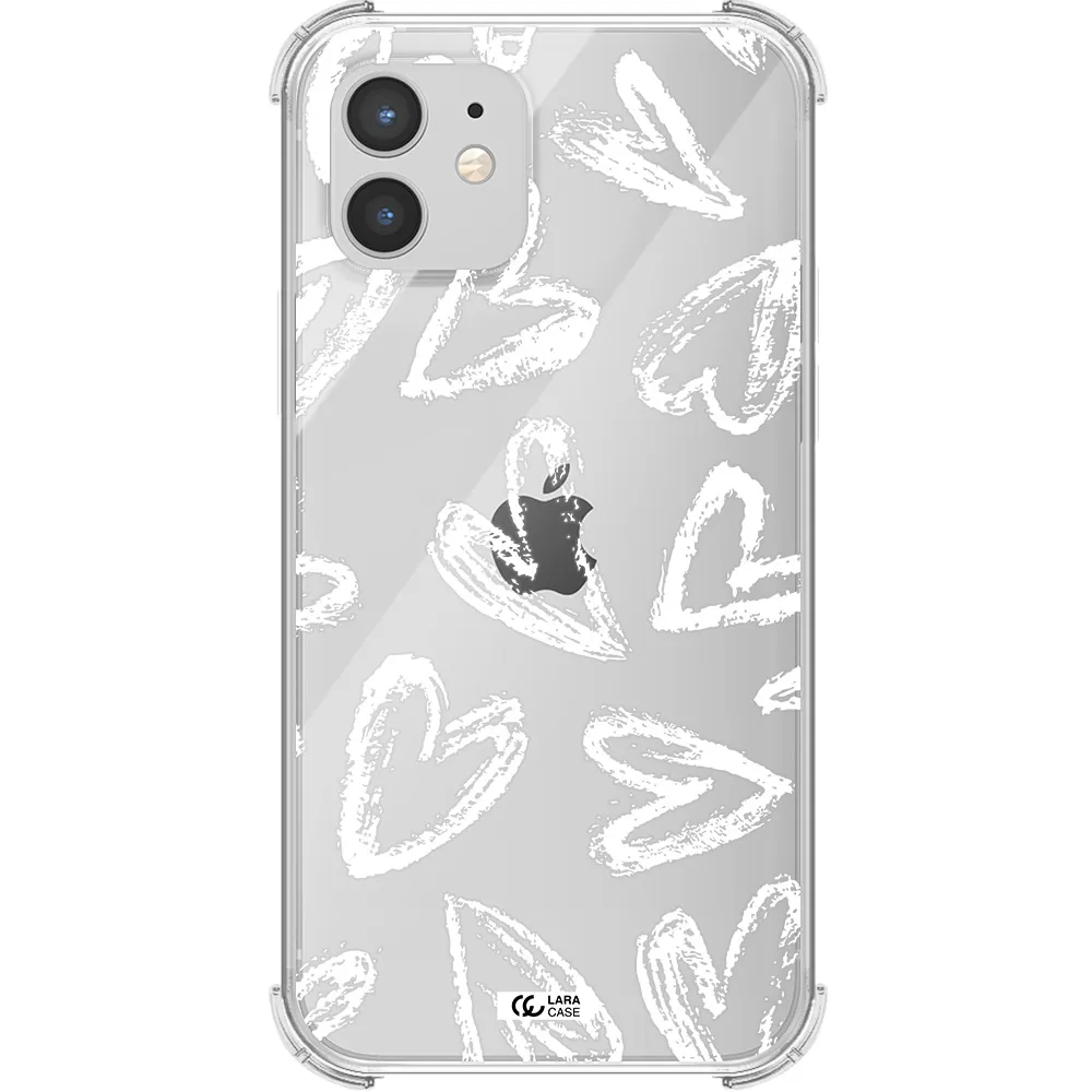 Chalk Hearts Apple iPhone 12 Clear PC Case
