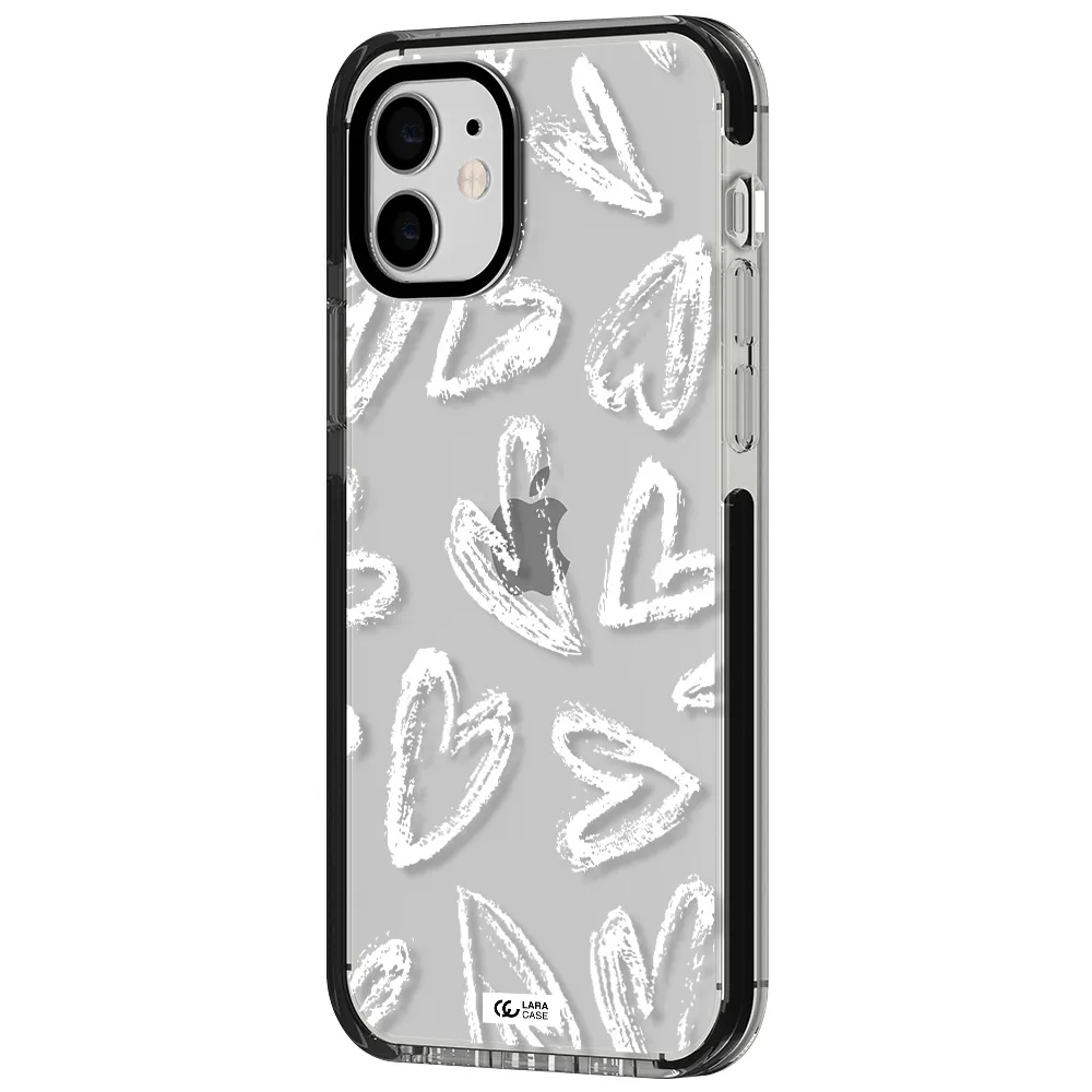 Chalk Hearts Apple iPhone 12 impact black border Case