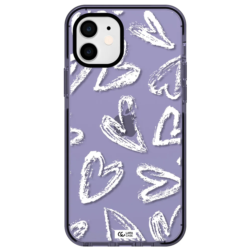 Chalk Hearts Apple iPhone 12 impact Lilac Case
