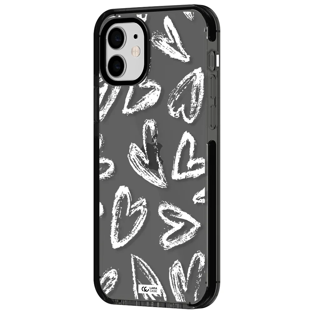 Chalk Hearts Apple iPhone 12 impact Smoke Black Case