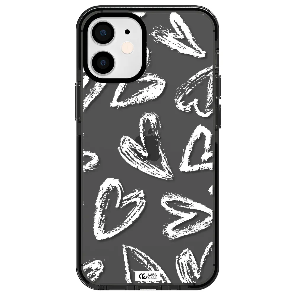 Chalk Hearts Apple iPhone 12 mini impact Smoke Black Case
