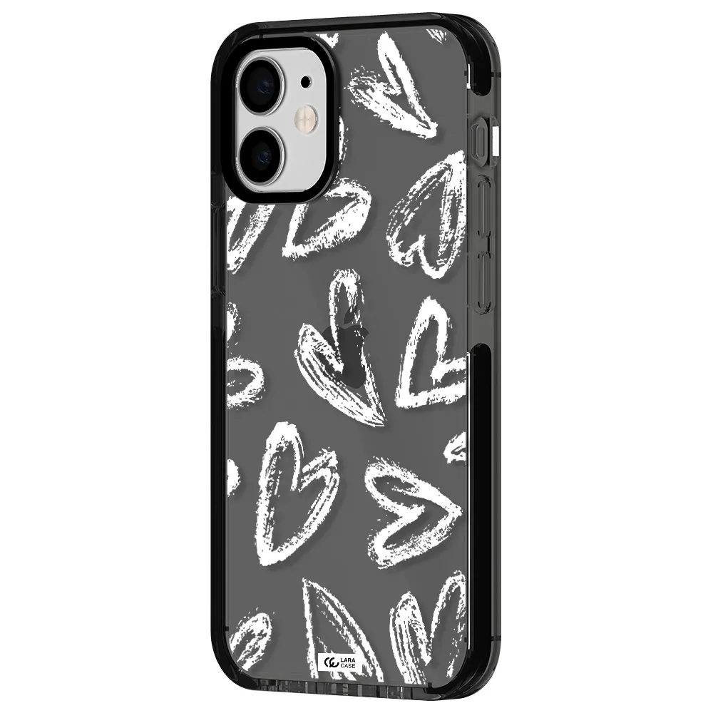 Chalk Hearts Apple iPhone 12 mini impact Smoke Black Case