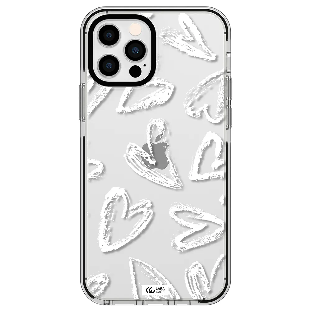Chalk Hearts Apple iPhone 12 pro impact black border Case