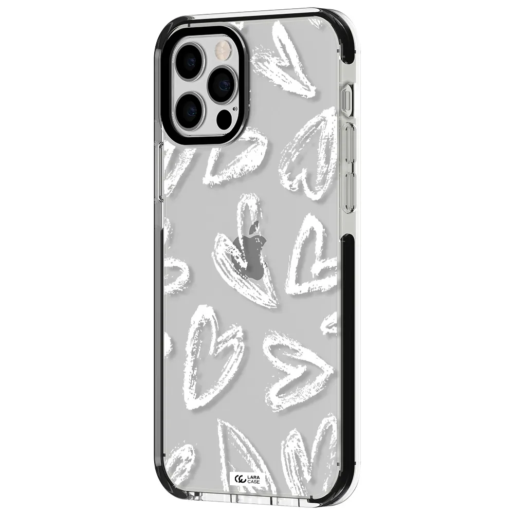 Chalk Hearts Apple iPhone 12 pro impact black border Case