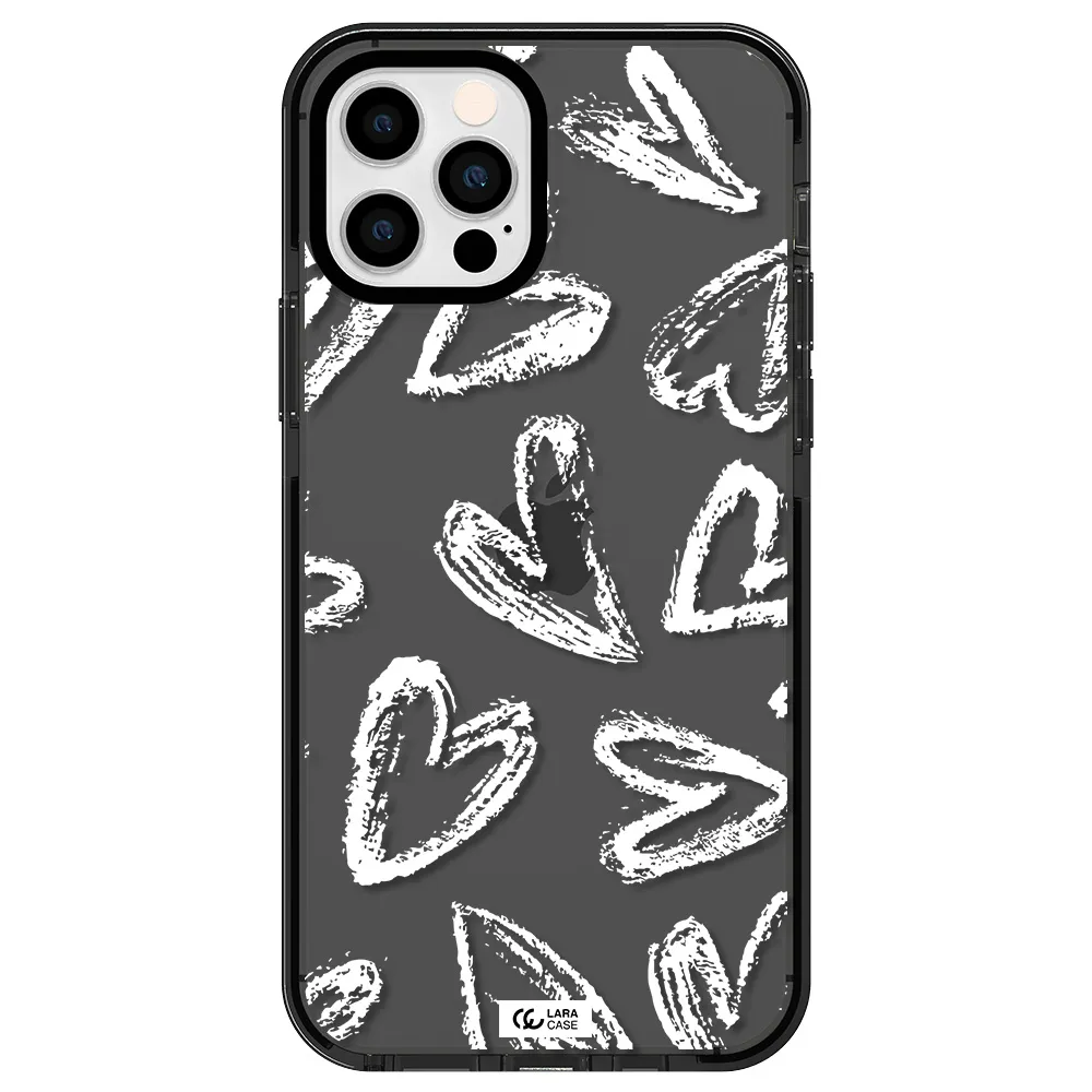 Chalk Hearts Apple iPhone 12 pro impact Smoke Black Case