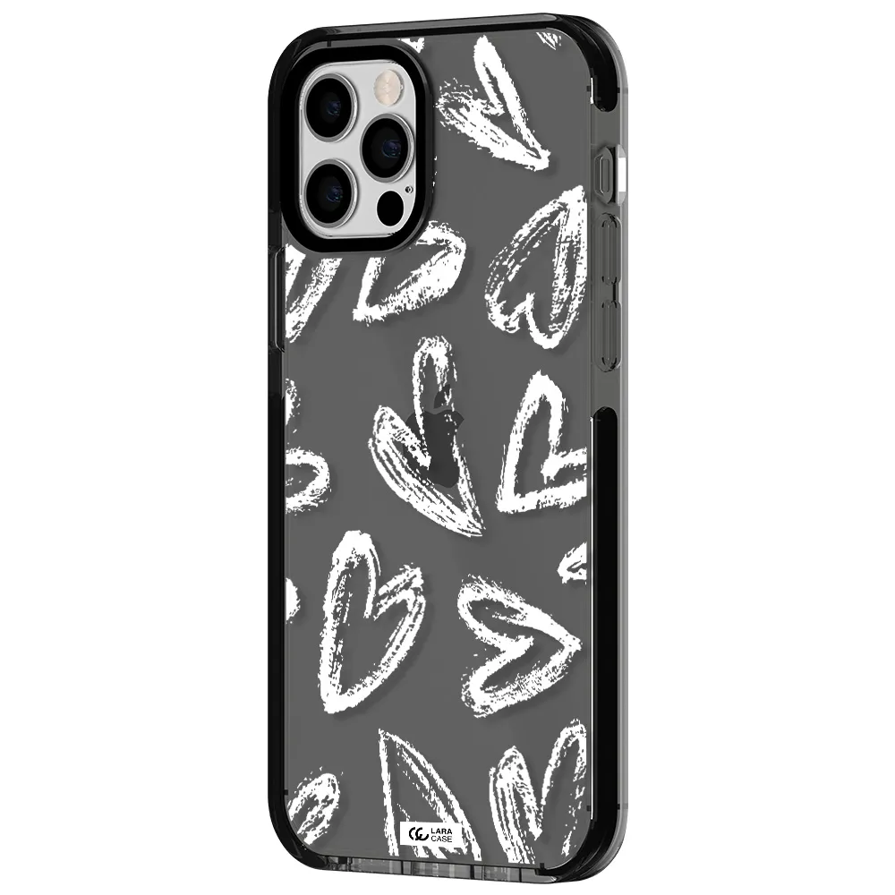 Chalk Hearts Apple iPhone 12 pro impact Smoke Black Case