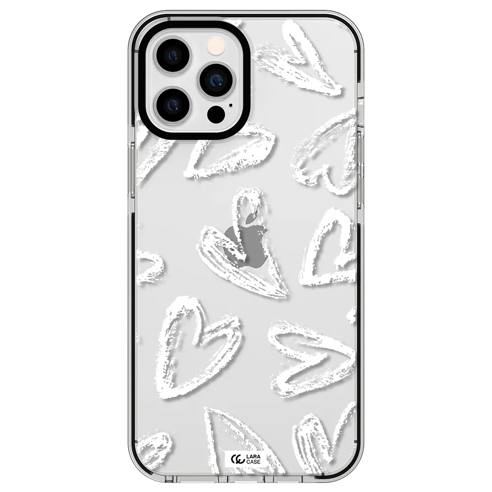Chalk Hearts Apple iPhone 12 pro max impact black border Case
