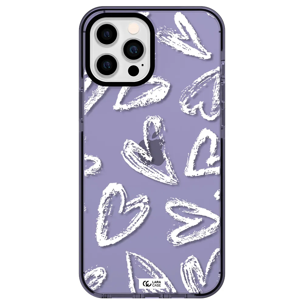Chalk Hearts Apple iPhone 12 pro max impact Lilac Case