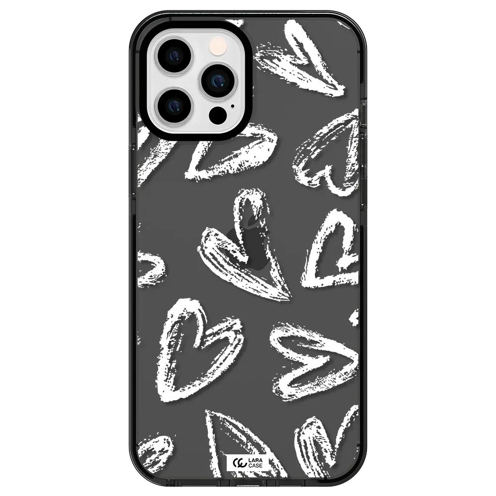 Chalk Hearts Apple iPhone 12 pro max impact Smoke Black Case