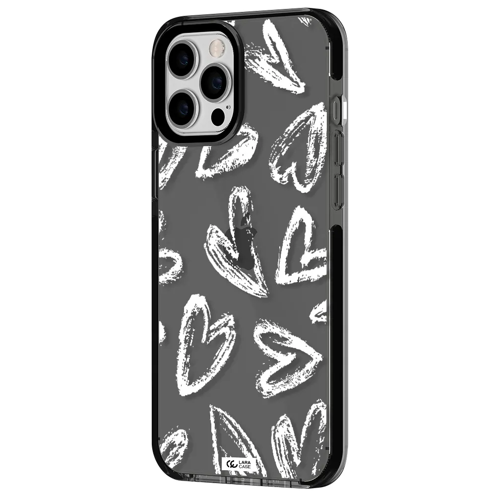 Chalk Hearts Apple iPhone 12 pro max impact Smoke Black Case