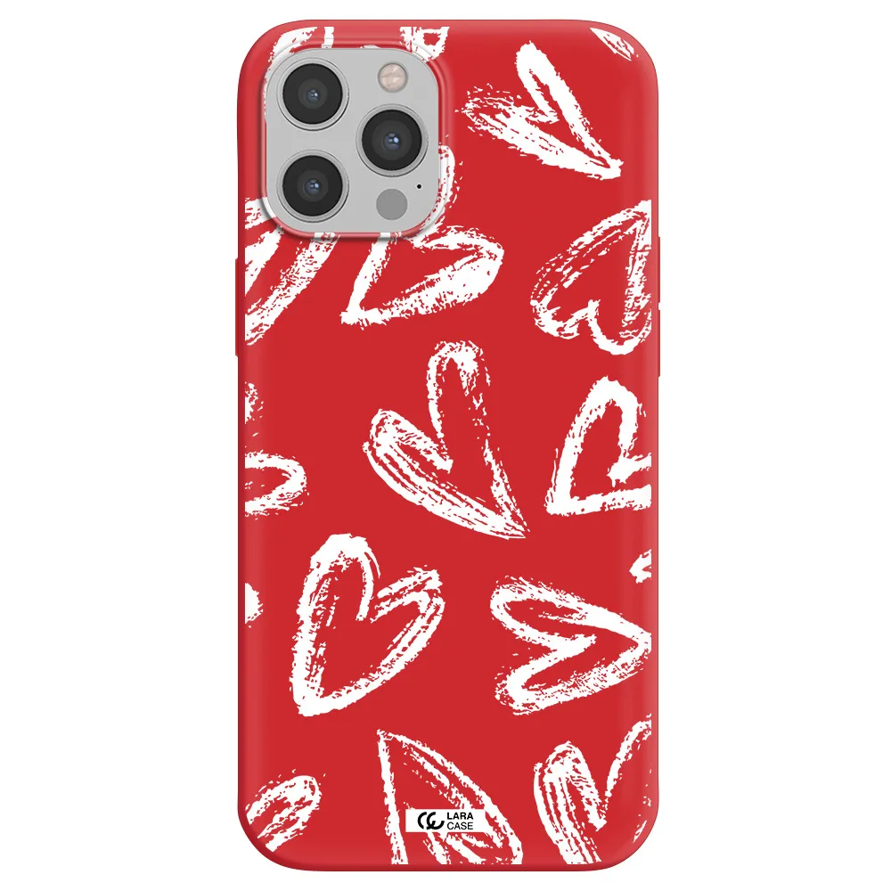 Chalk Hearts Apple iPhone 12 pro max Silicone Imperial Red Case