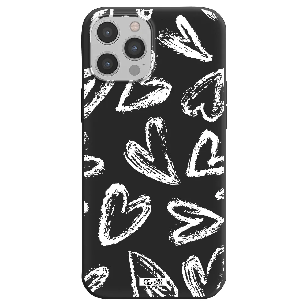 Chalk Hearts Apple iPhone 12 pro Silicone black Case