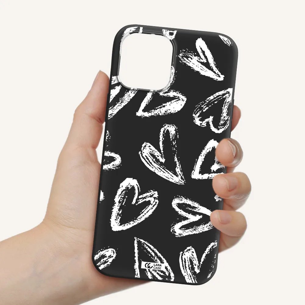 Chalk Hearts Apple iPhone 12 pro Silicone black Case