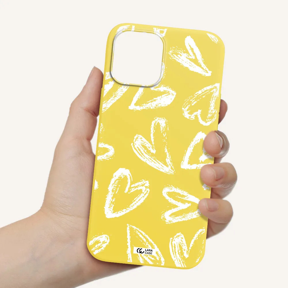 Chalk Hearts Apple iPhone 12 pro Silicone canary yellow Case