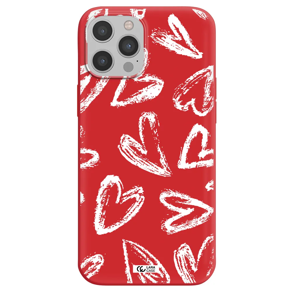 Chalk Hearts Apple iPhone 12 pro Silicone Imperial Red Case