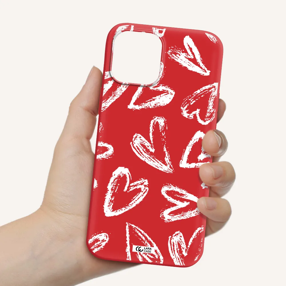 Chalk Hearts Apple iPhone 12 pro Silicone Imperial Red Case