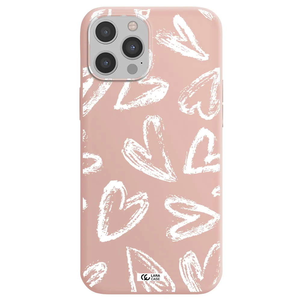 Chalk Hearts Apple iPhone 12 pro Silicone pastel pink Case