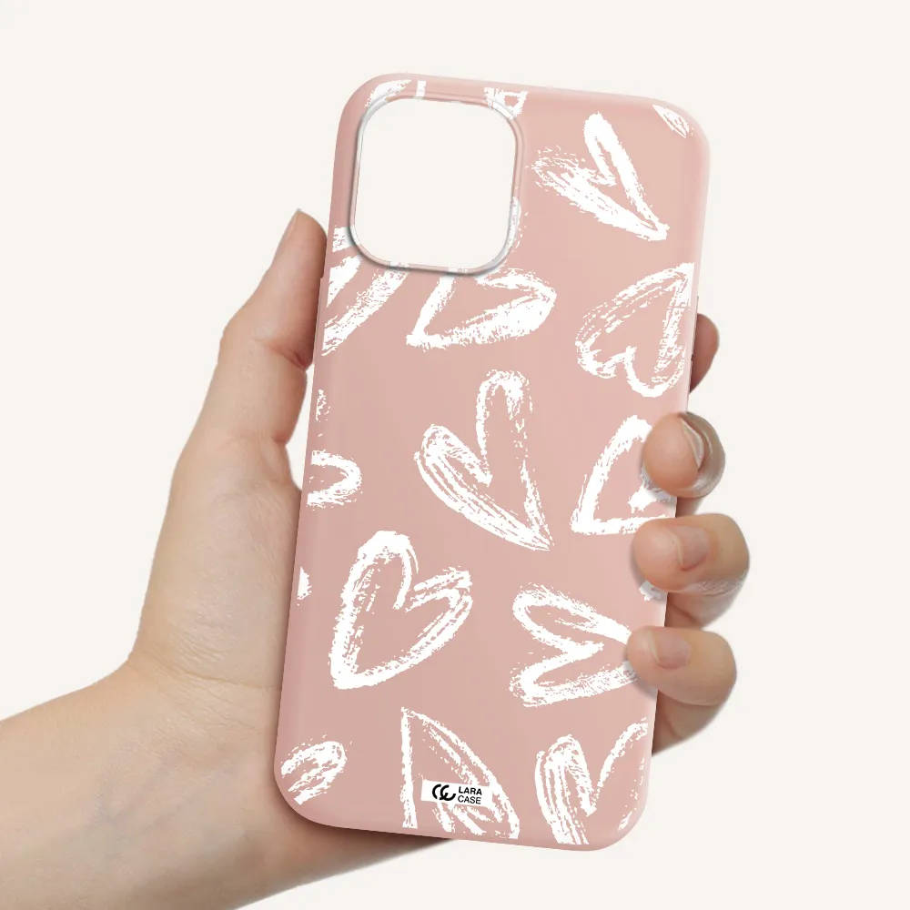 Chalk Hearts Apple iPhone 12 pro Silicone pastel pink Case