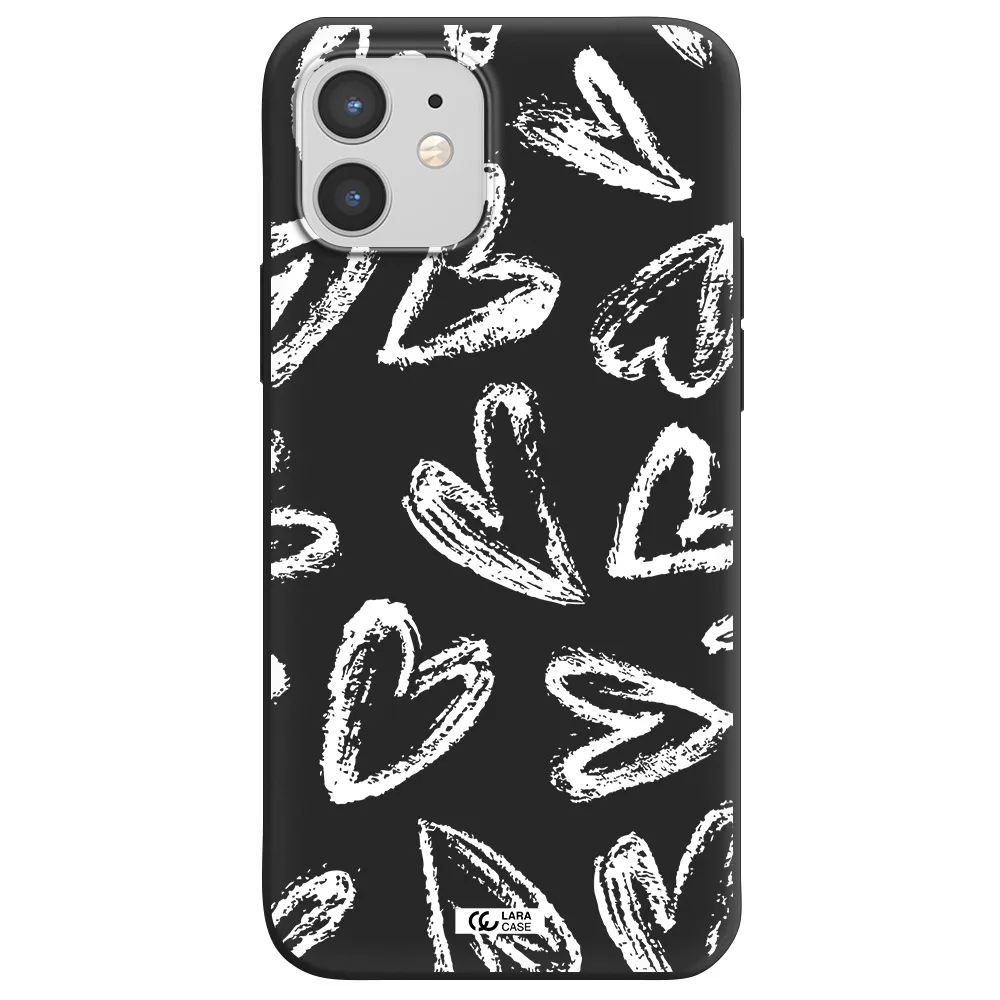 Chalk Hearts Apple iPhone 12 Silicone black Case