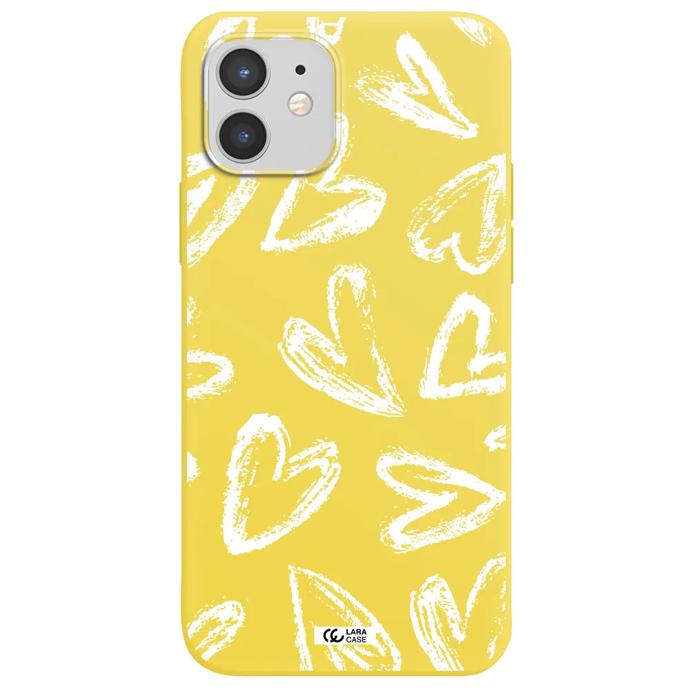 Chalk Hearts Apple iPhone 12 Silicone canary yellow Case