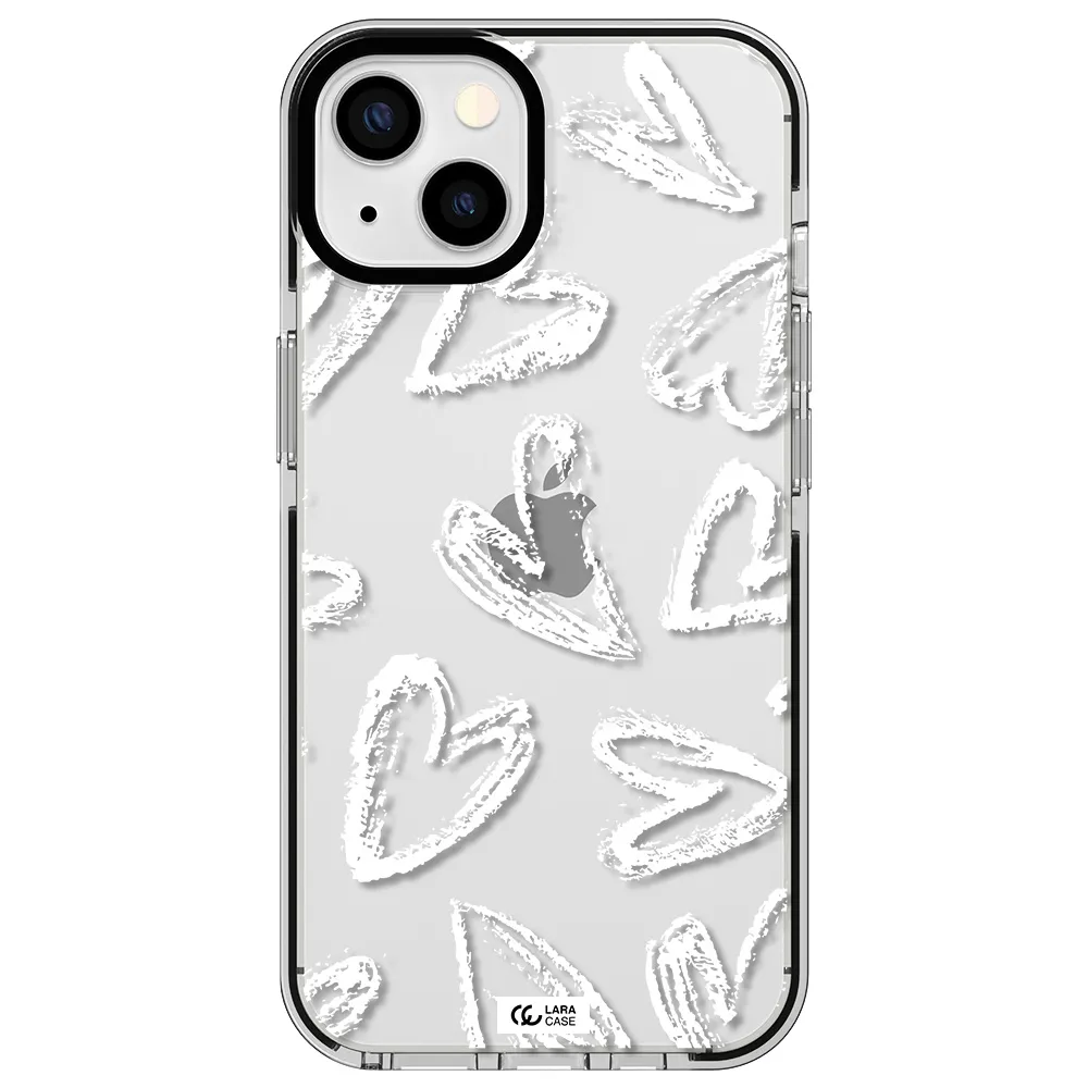 Chalk Hearts Apple iPhone 13 impact black border Case