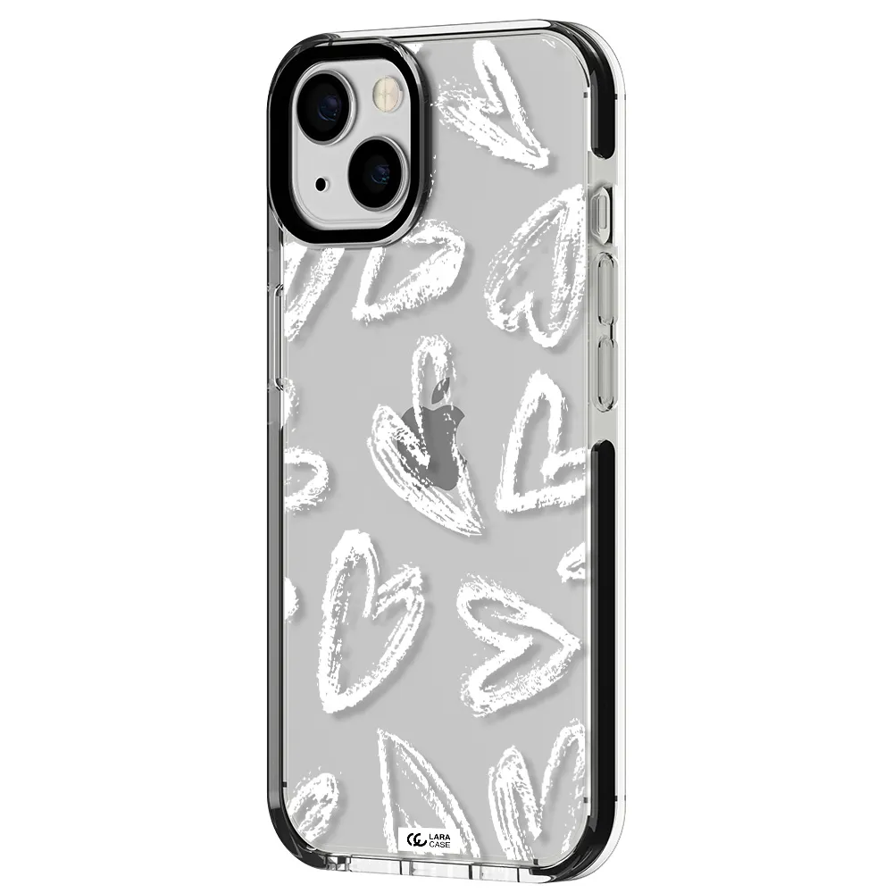Chalk Hearts Apple iPhone 13 impact black border Case