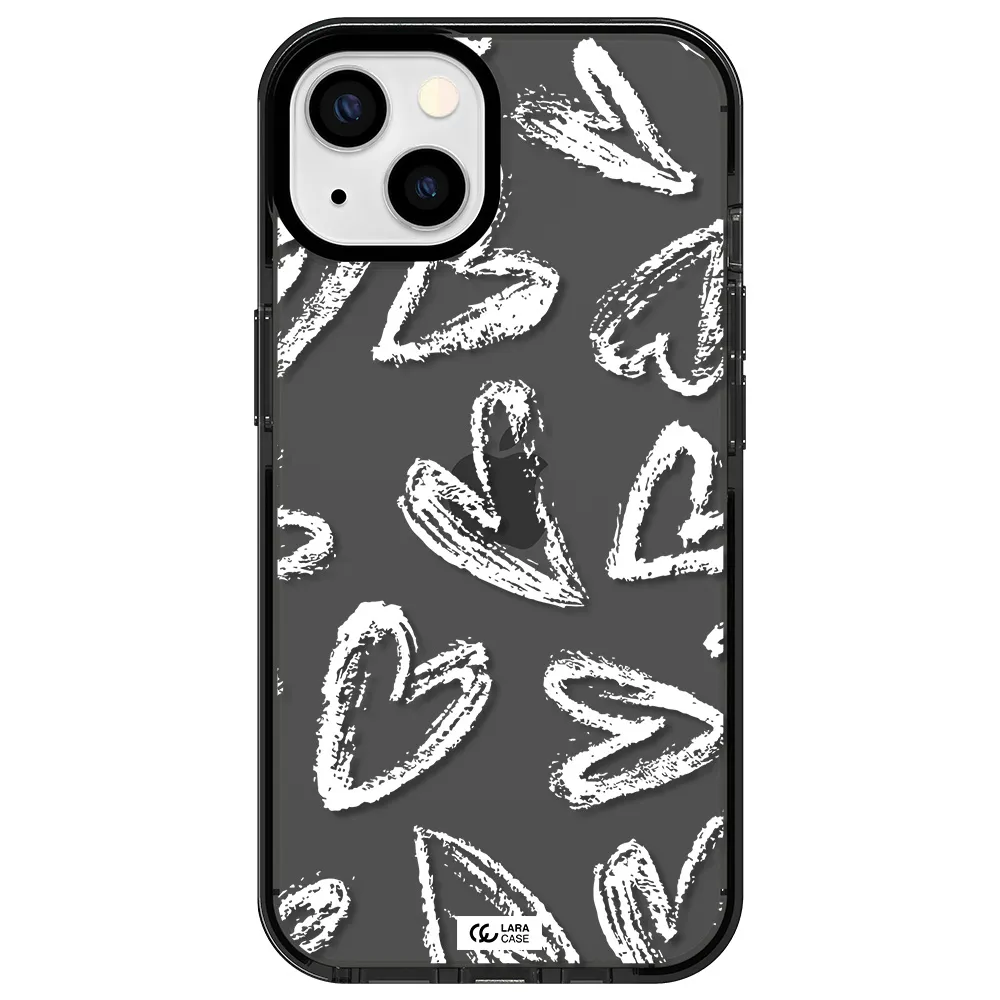 Chalk Hearts Apple iPhone 13 impact Smoke Black Case