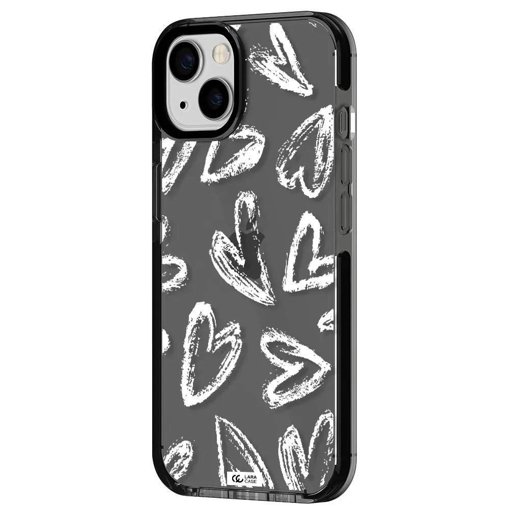 Chalk Hearts Apple iPhone 13 impact Smoke Black Case