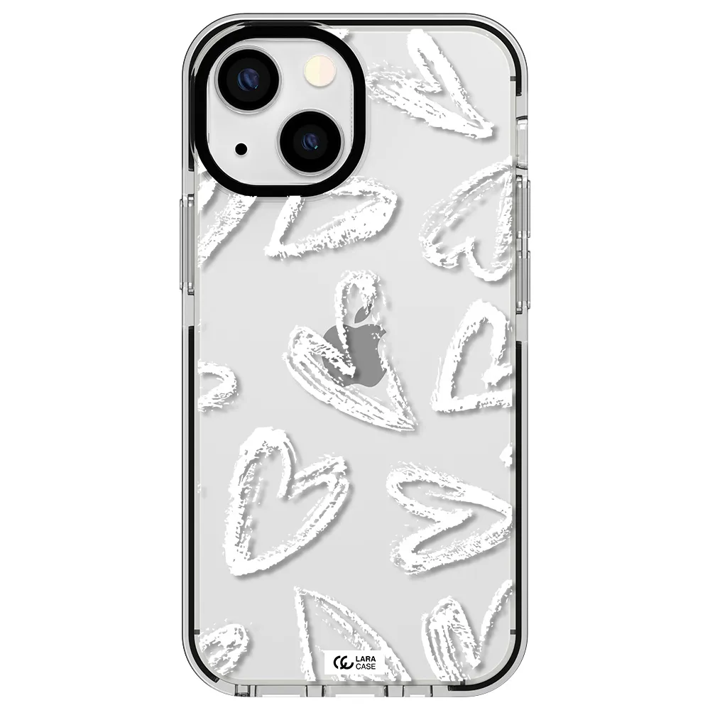 Chalk Hearts Apple iPhone 13 mini impact black border Case