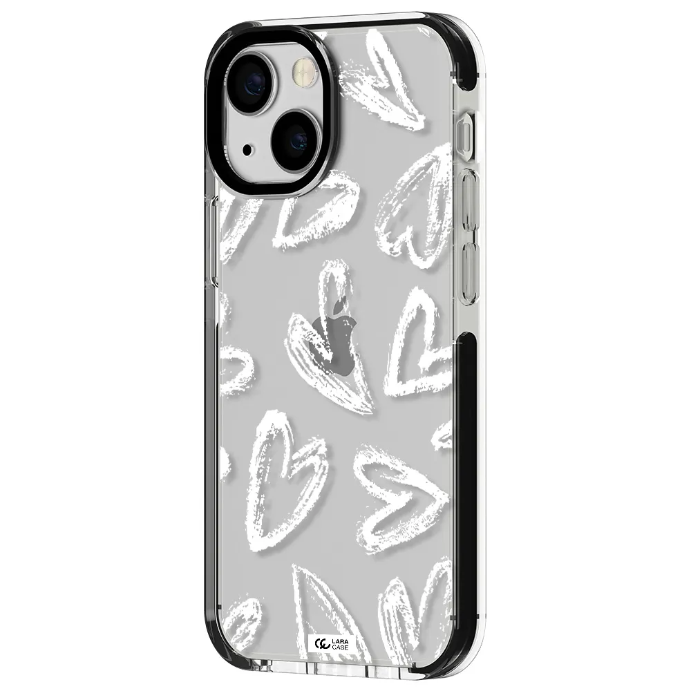 Chalk Hearts Apple iPhone 13 mini impact black border Case