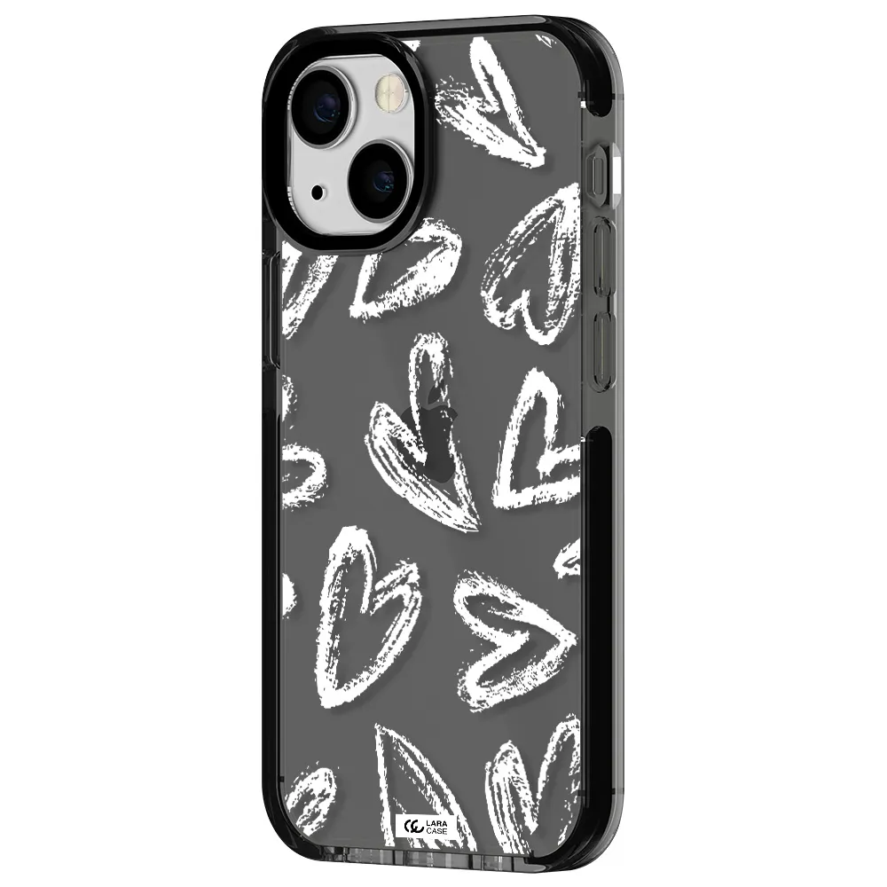 Chalk Hearts Apple iPhone 13 mini impact Smoke Black Case