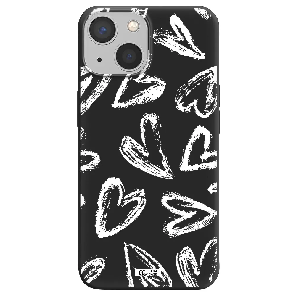 Chalk Hearts Apple iPhone 13 mini Silicone black Case