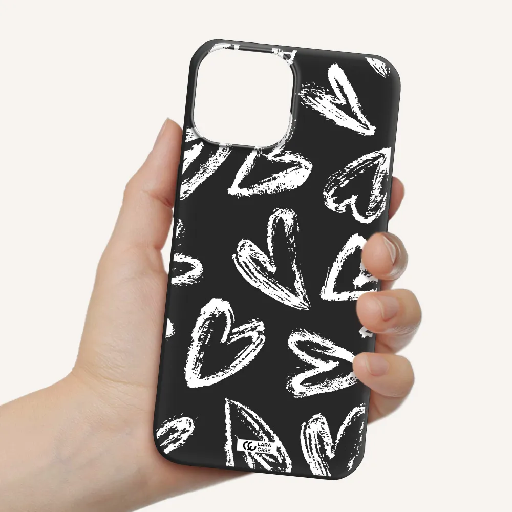 Chalk Hearts Apple iPhone 13 mini Silicone black Case